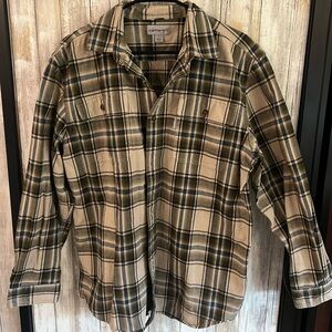 Carhartt Men's Plaid Shirt - Olive and Beige